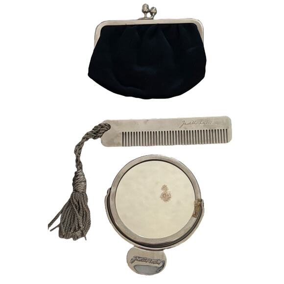 JUDITH LEIBER black satin jeweled clasp clutch bag chain strap handbag Dust Bag - Picture 12 of 12